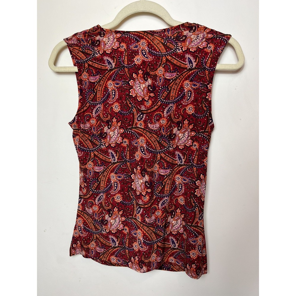 Chaps Classic Women's Red Paisley Pullover Sleeveless shell Top Size small - Picture 4 of 5